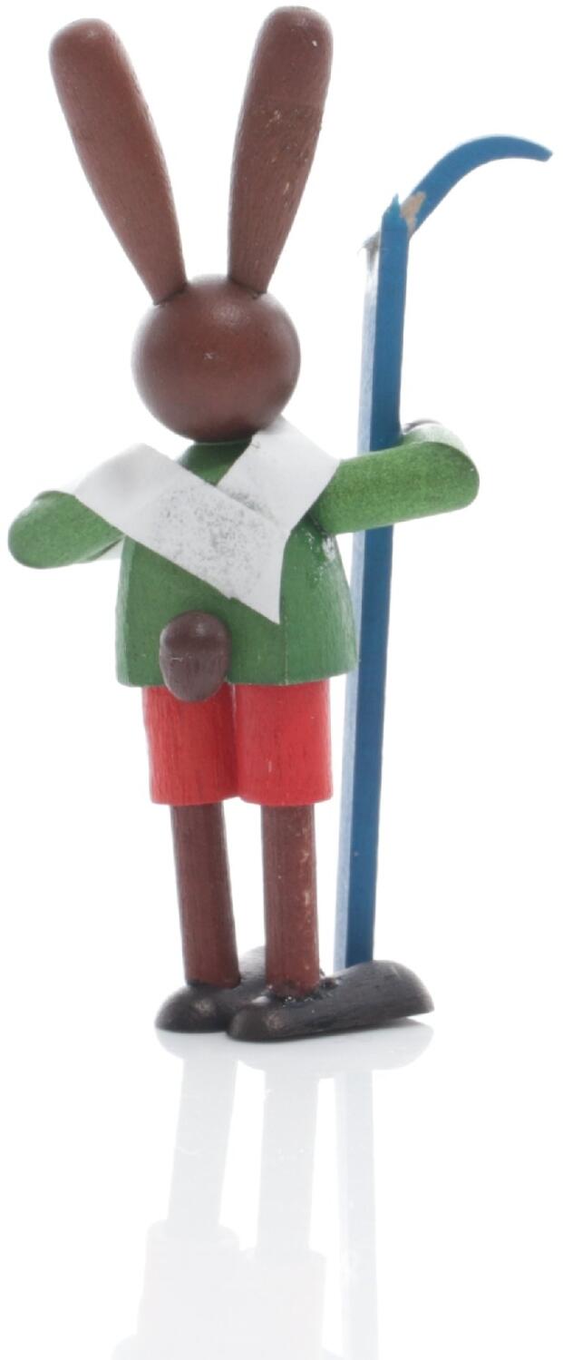 Rudolphs Schatzkiste Osterfigur - Osterhase Skifahrer mit Verband Bunt - Höhe 5,5cm Exklusivangebot