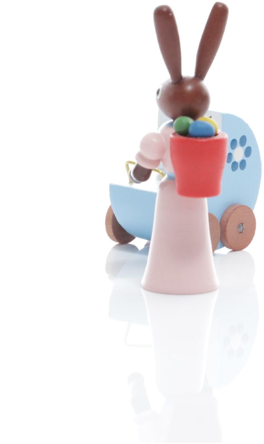 Rudolphs Schatzkiste Osterfigur - Hasenmutter mit Kinderwagen und Baby Bunt - Höhe 5cm Osterangebot
