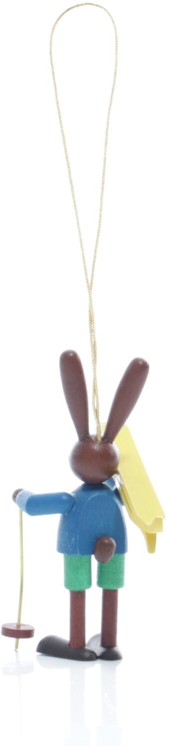 Rudolphs Schatzkiste Strauchbehang - Osterhase Skiträger mit Skistock Bunt - Höhe 5,5cm Valentinstagsangebot