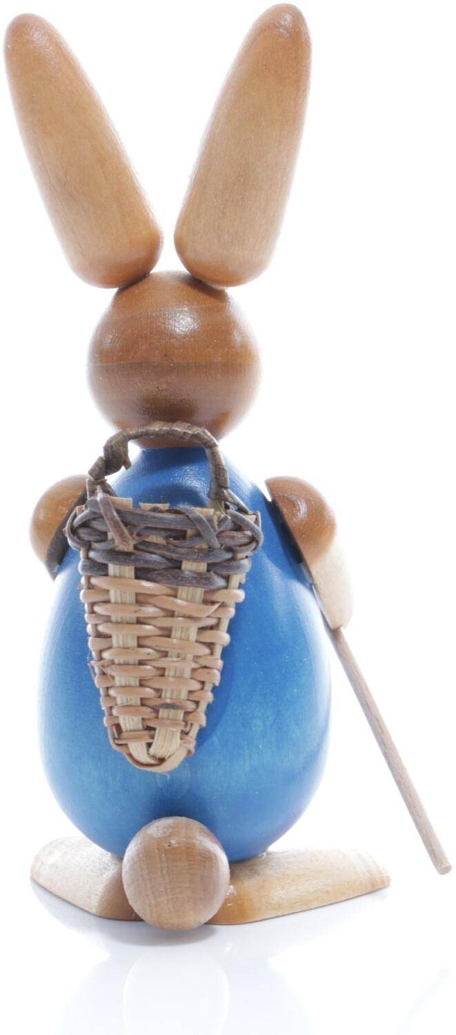 Rudolphs Schatzkiste Osterfigur - Osterhase mit Korb auf dem Rücken - blau - BxHxT ca. 4,5x11x6,5cm Exklusive Angebote