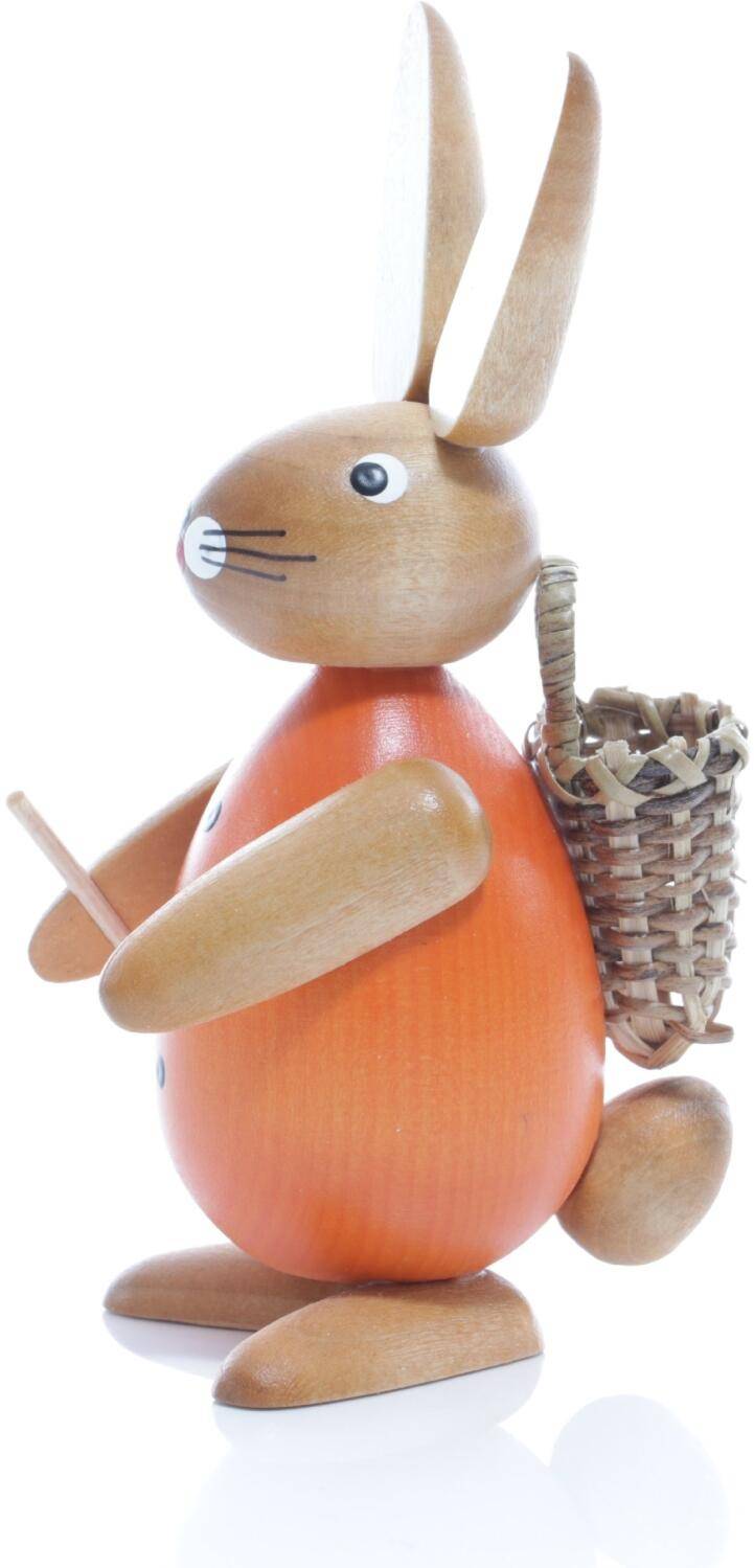Rudolphs Schatzkiste Osterfigur - Osterhase mit Korb auf dem Rücken - orange - BxHxT ca. 4,5x11x6,5cm Neuheiten