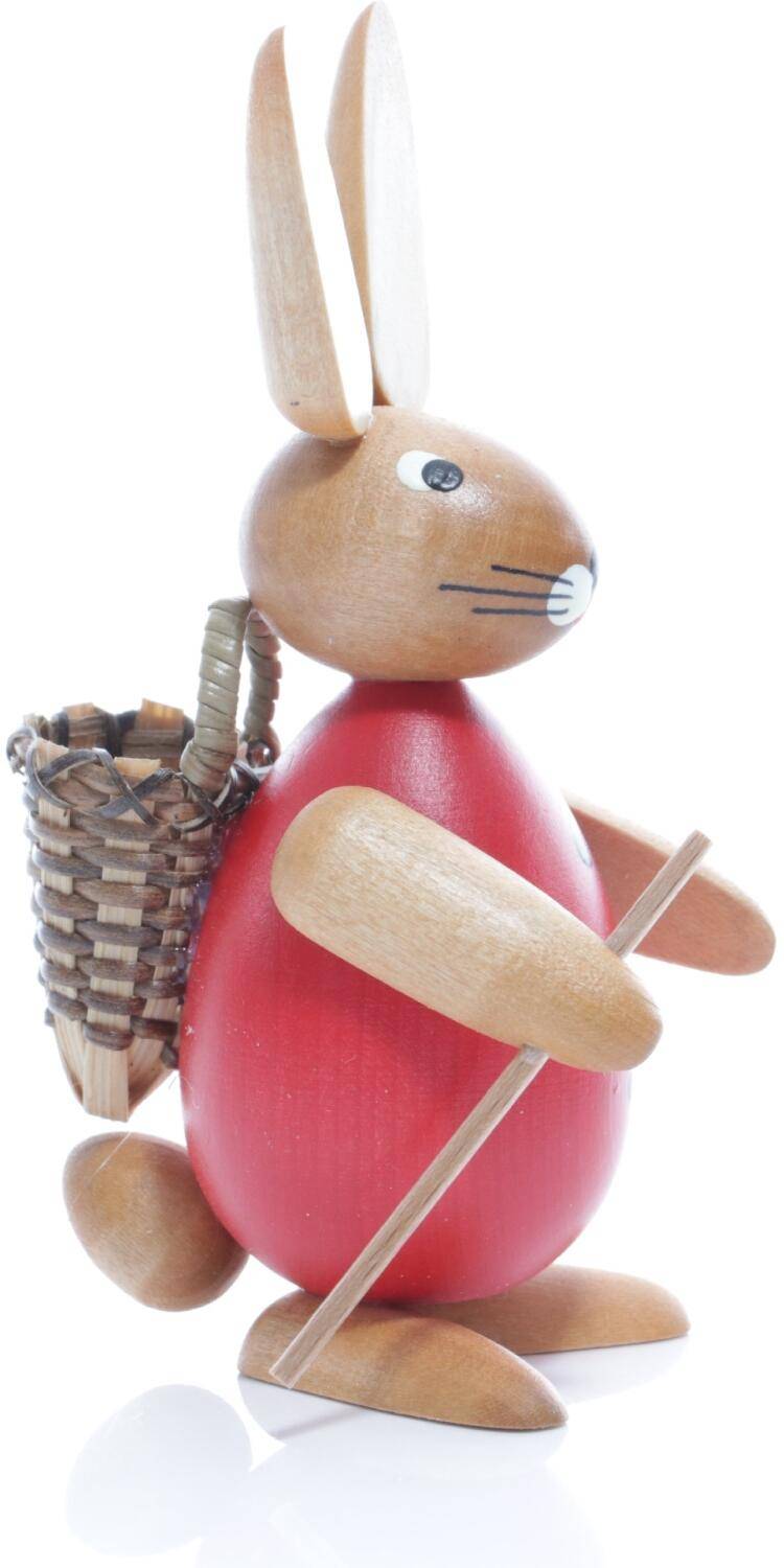 Rudolphs Schatzkiste Osterfigur - Osterhase mit Korb auf dem Rücken - rot - BxHxT ca. 4,5x11x6,5cm Bestseller