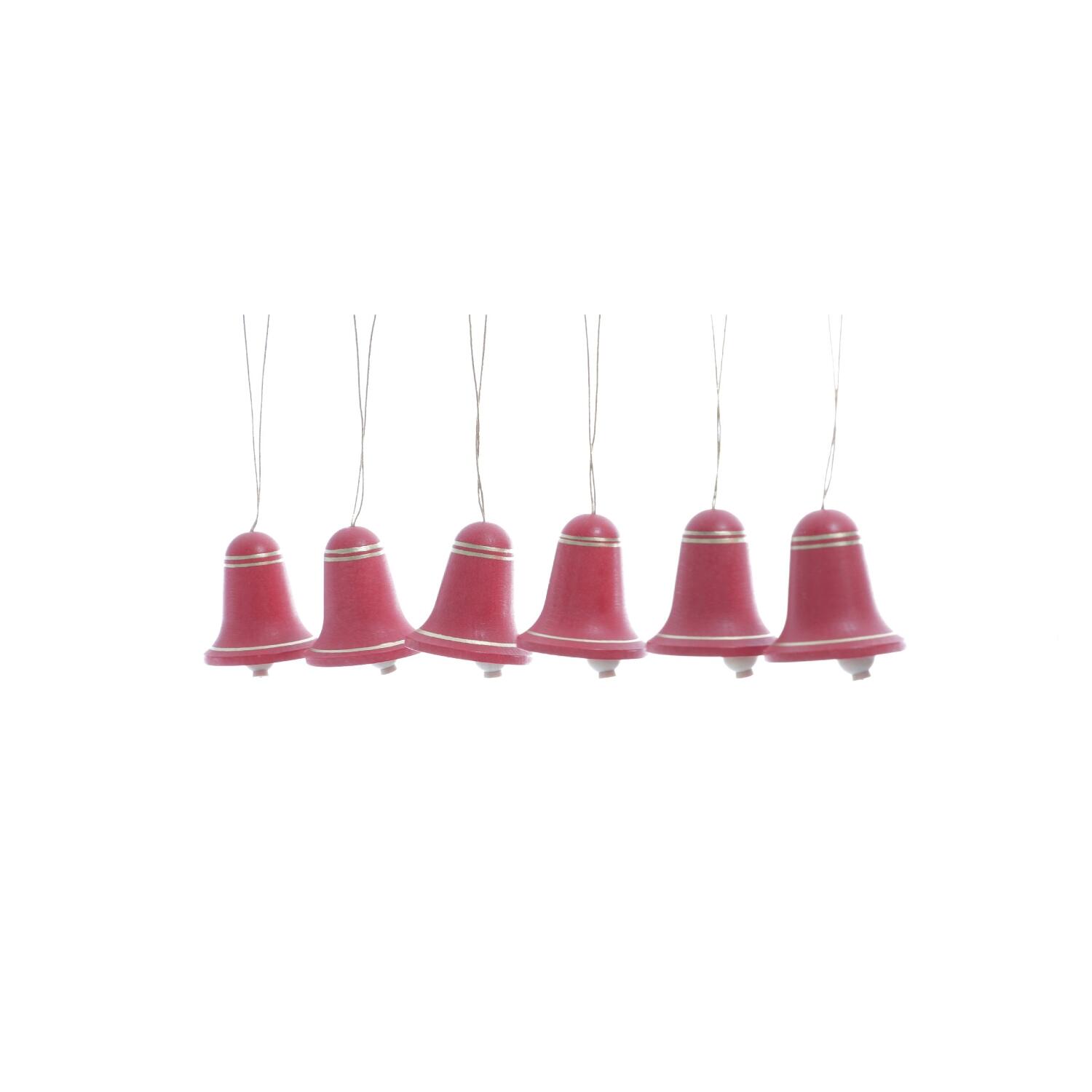 Rudolphs Schatzkiste Strauchbehang - Rote Holzglocken mit goldenem Rand zum hängen 6 Stück - Höhe 4cm Angebote