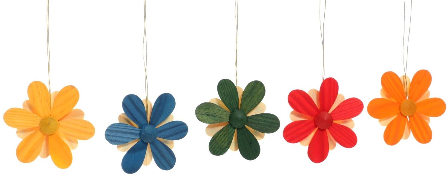 Rudolphs Schatzkiste Strauchbehang - Frühlingsblüten in 5 Farben mit Punkten 5 Stück - BxHxT 6x6x2cm Versandkostenfrei
