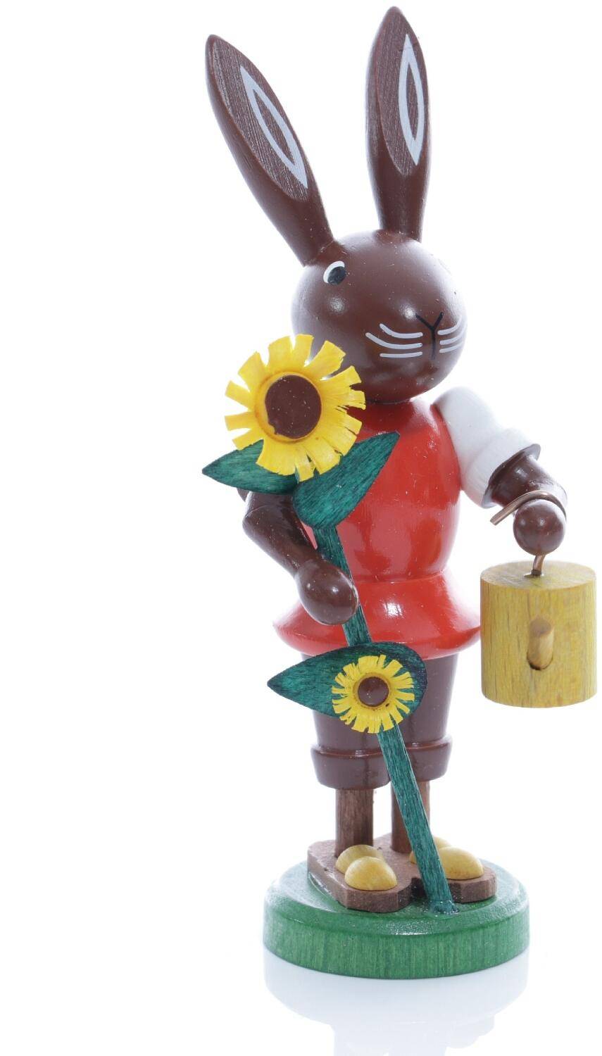 Rudolphs Schatzkiste Osterfigur - Osterhase Gärtner mit Sonnenblume mit Gießkanne - Höhe ca 9 cm