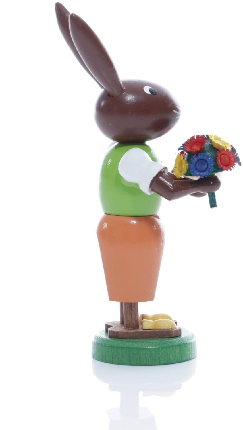 Rudolphs Schatzkiste Osterfigur - Osterhäsin mit Herz und Blumenstrauß - Höhe ca 9 cm Fabrikpreis