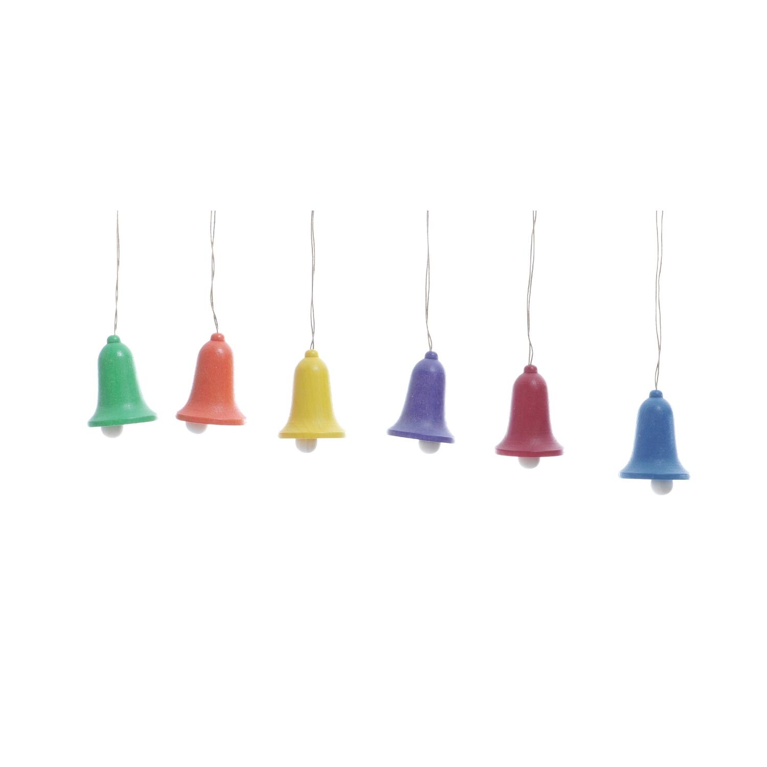 Rudolphs Schatzkiste Strauchbehang - Kleine Bunte Holzglocken zum hängen 6 Stück - Höhe 3,5cm Online Shopping