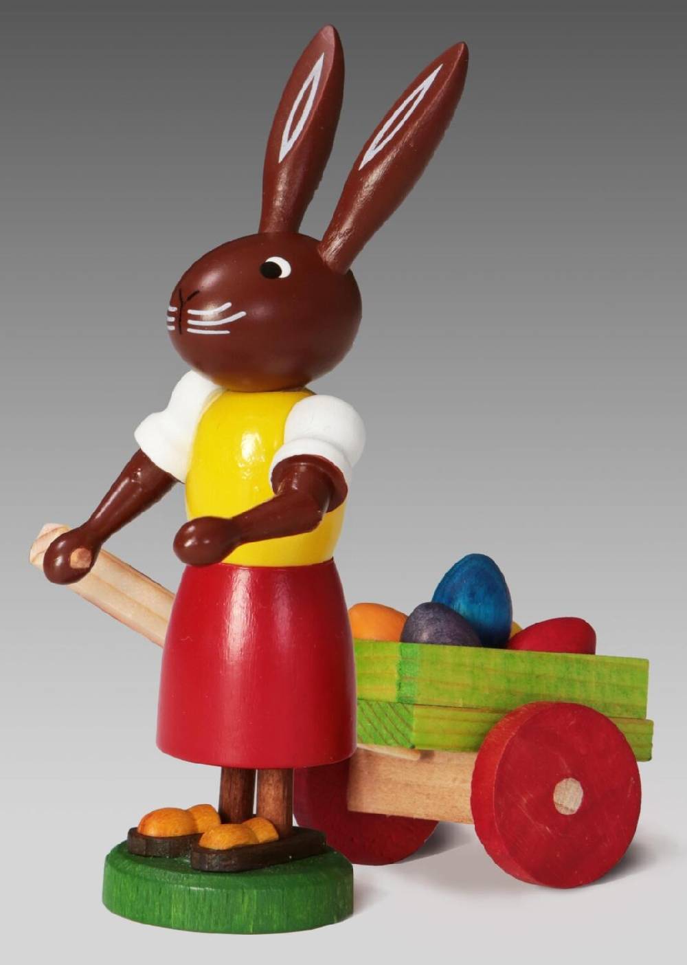 Rudolphs Schatzkiste Osterhäsin mit Eierkarre Höhe 9 cm
