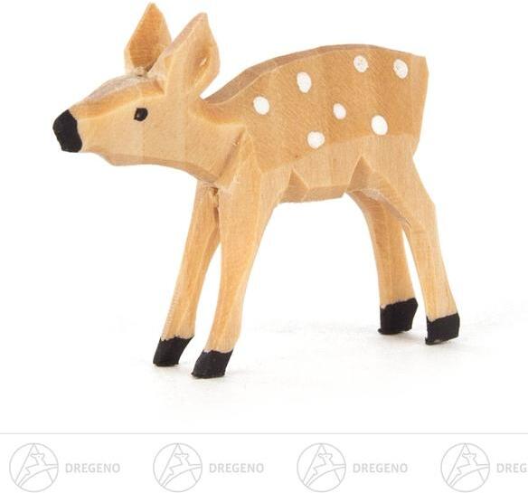Rudolphs Schatzkiste Holztier Rehkitz geschnitzt stehend Höhe = 3,5cm