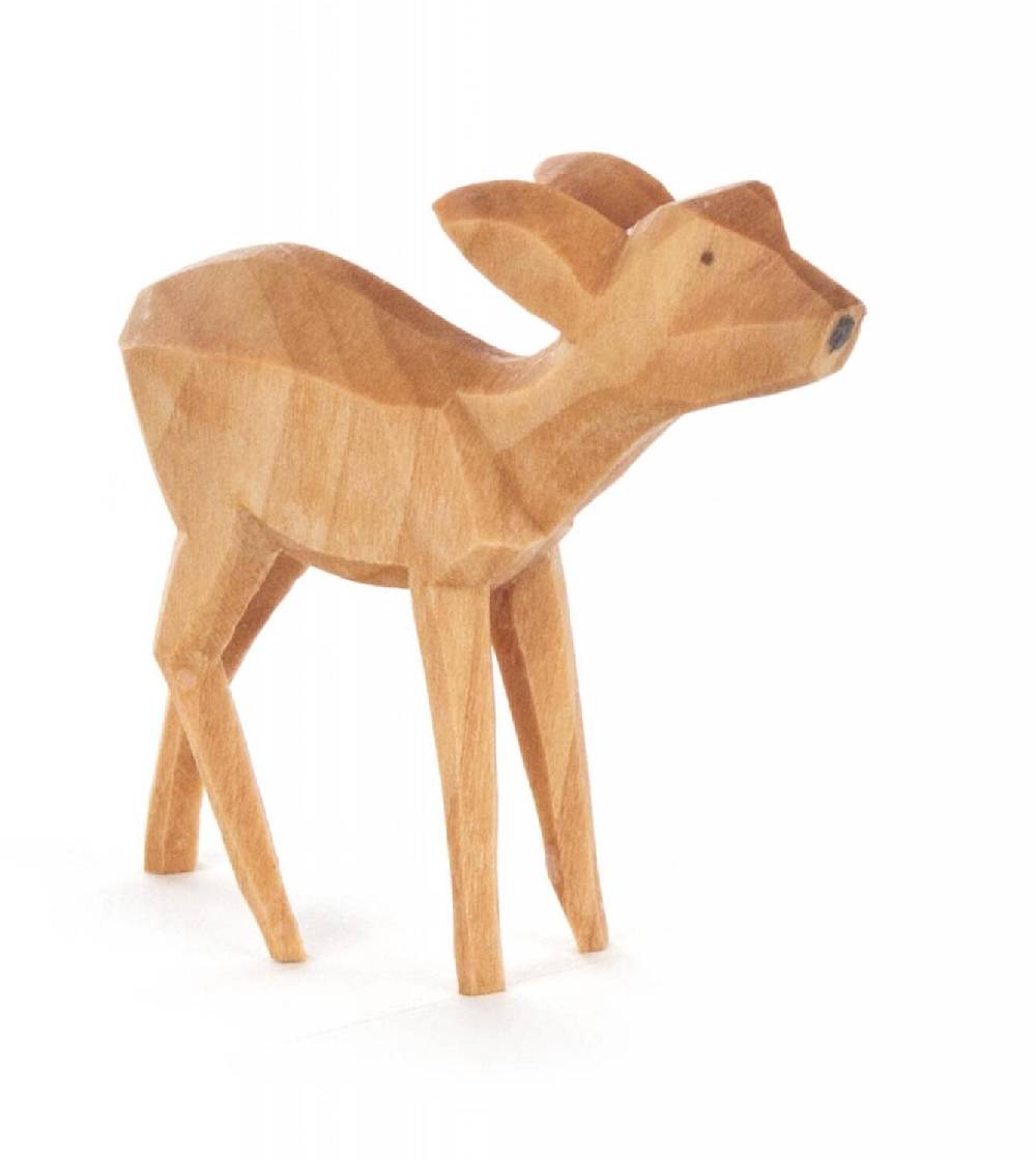 Rudolphs Schatzkiste Holztier geschnitzt Reh witternd, groß Höhe 4cm Vierteljährliche Förderung