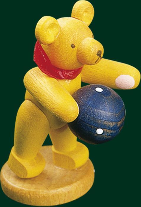 Rudolphs Schatzkiste Holzfigur Holzbär mit Ball gelb Höhe= 5,5cm