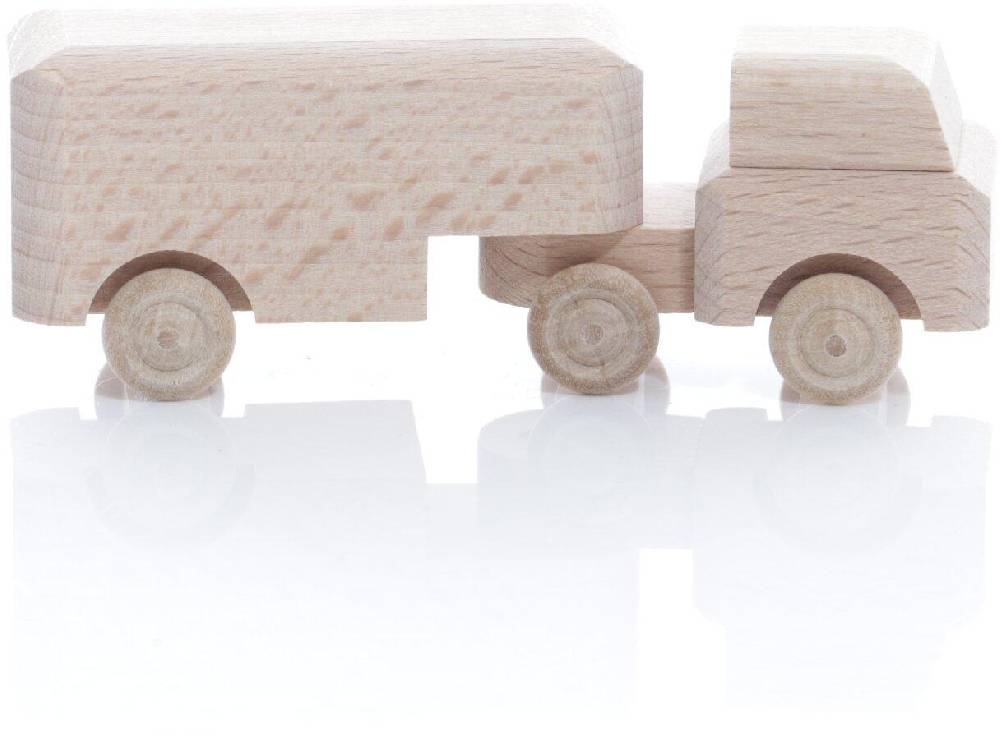 Rudolphs Schatzkiste Holzspielzeug - Miniaturfahrzeug Lastenauto mit Auflieger Natur - HxBxT 3,5x9x3cm Auslauf