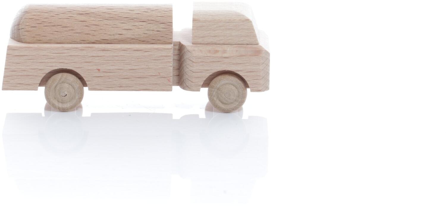 Rudolphs Schatzkiste Holzspielzeug - Miniaturfahrzeug Lastenauto Tankauto Natur - HxBxT 3,5x7,5x3cm im Angebot