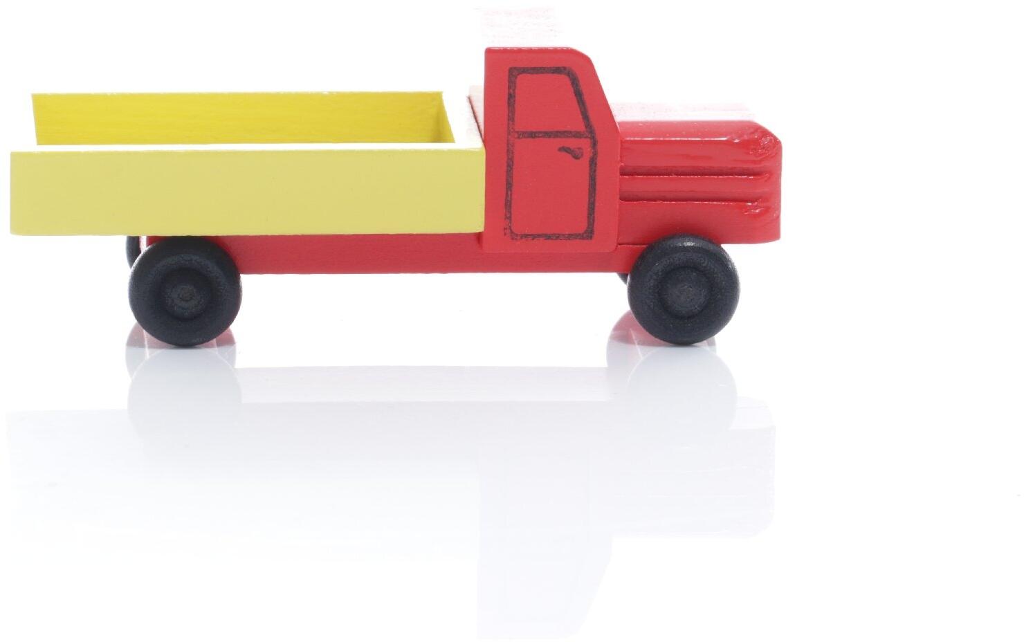 Rudolphs Schatzkiste Holzspielzeug - Miniaturfahrzeug Lastenauto mit Pritsche Bunt - HxBxT 3,5x7,5x3cm Weihnachtsangebot