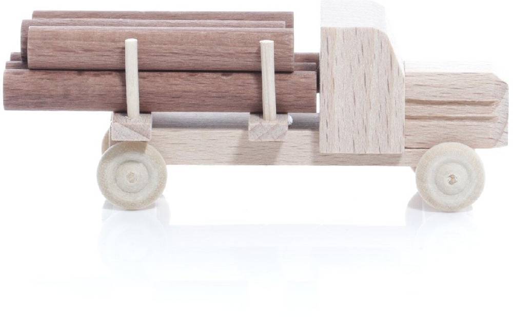 Rudolphs Schatzkiste Holzspielzeug - Miniaturfahrzeug Lastenauto mit Haube und Rundholz Natur - HxBxT 3,5x7,5x3cm Heißer Verkauf