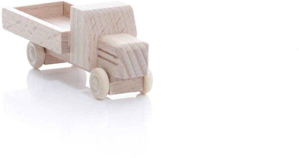 Rudolphs Schatzkiste Holzspielzeug - Miniaturfahrzeug Lastenauto mit Pritsche und Haube Natur - HxBxT 3,5x7,5x3cm
