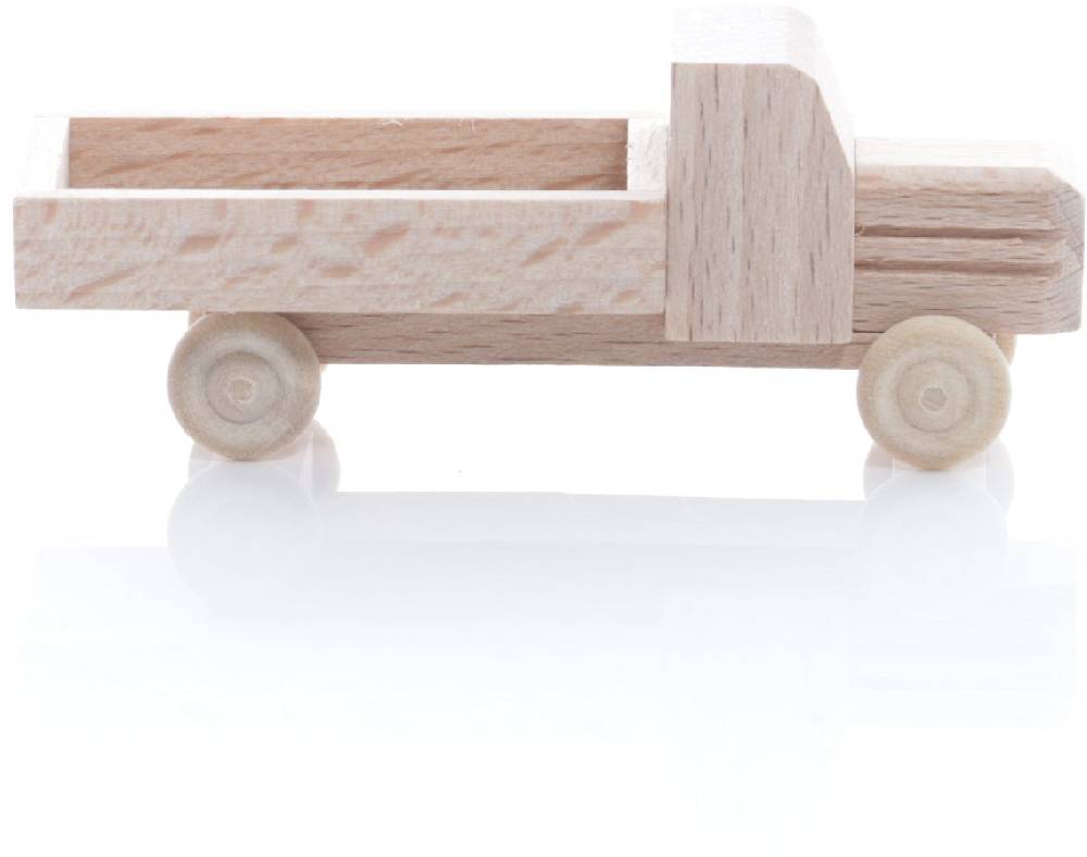 Rudolphs Schatzkiste Holzspielzeug - Miniaturfahrzeug Lastenauto mit Pritsche und Haube Natur - HxBxT 3,5x7,5x3cm Top Angebot