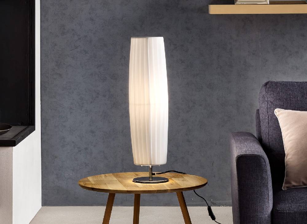 ﻿Salesfever Tischlampe rund 60 cm Tischleuchte weiß im Art Deco Design PARTO Lagerräumung