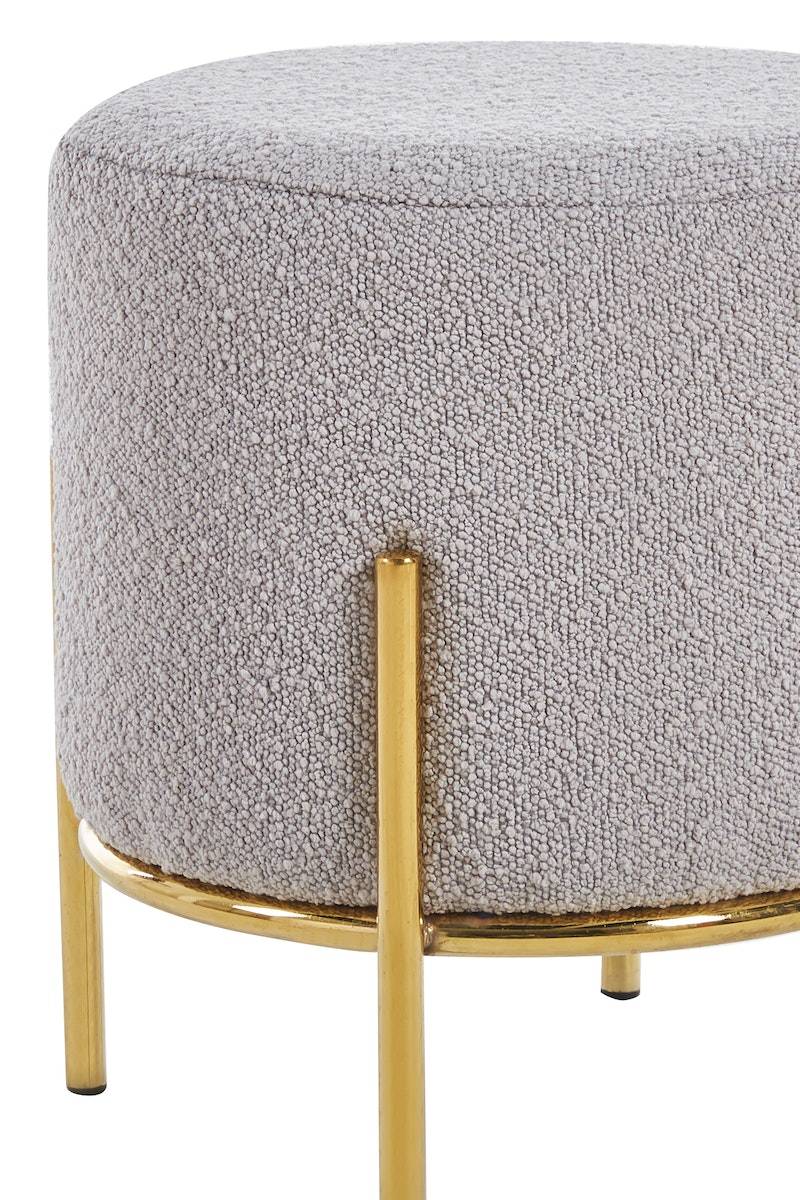 Salesfever Polsterhocker Ø35 cm Bouclé Stoff Taupe Cosy Neueste Mode