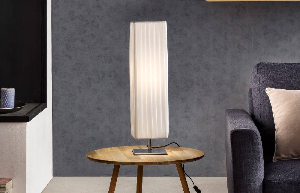 Salesfever Tischlampe quadratisch 60 cm Tischleuchte weiß im Art Deco Design PARTO Online Outlet