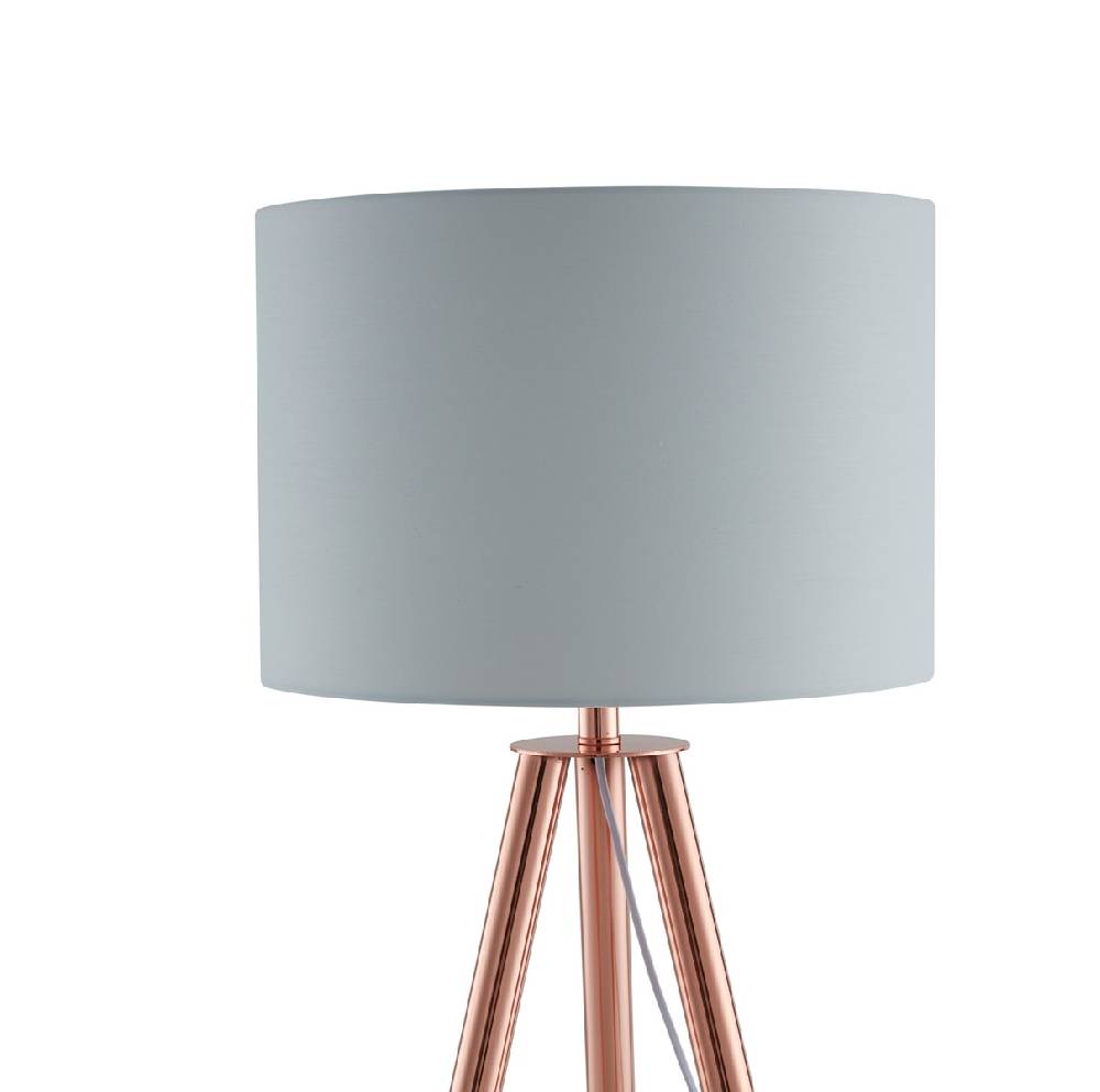 Salesfever Stilvolle Kupfer / Eiche Stehlampe Tripod Räumungsverkauf