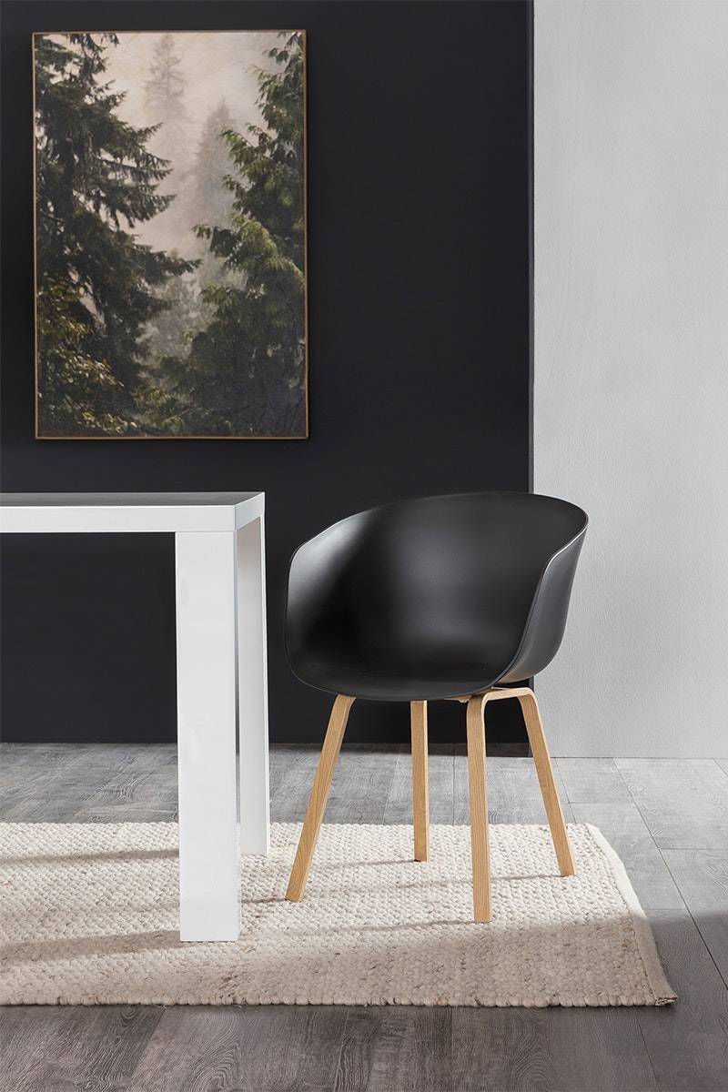 Salesfever Schalenstuhl Schwarz Esstuhl Metallbeine in Holzoptik 2er Set NORDIN Super Sparpreis