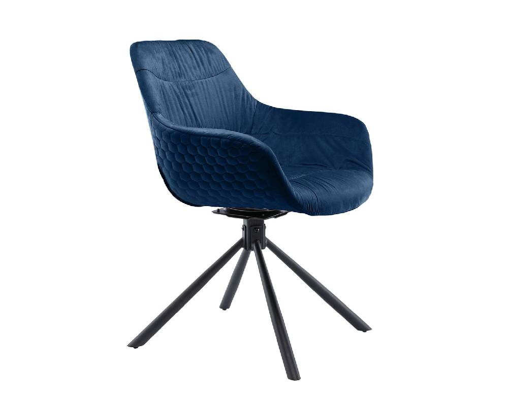 Salesfever Armlehnstuhl mit Wabensteppung Samt Blau Harvey Bis zu 50% Rabatt