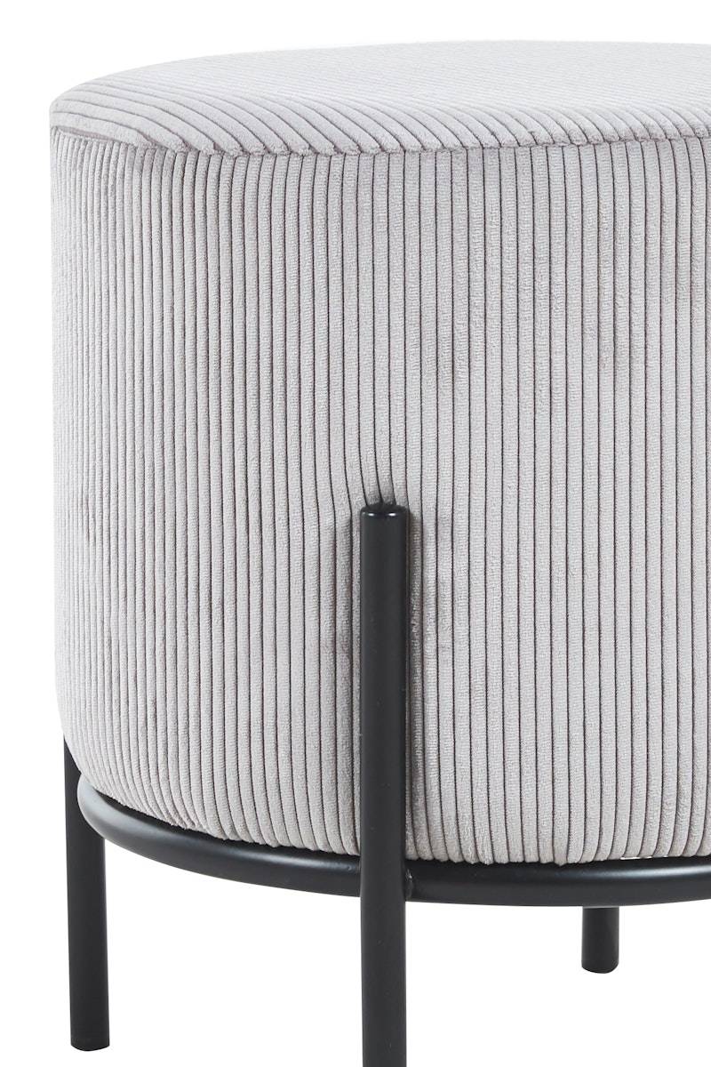 Salesfever Polsterhocker Ø35 cm Cord Optik Hellgrau Cosy Bis zu 65% Rabatt