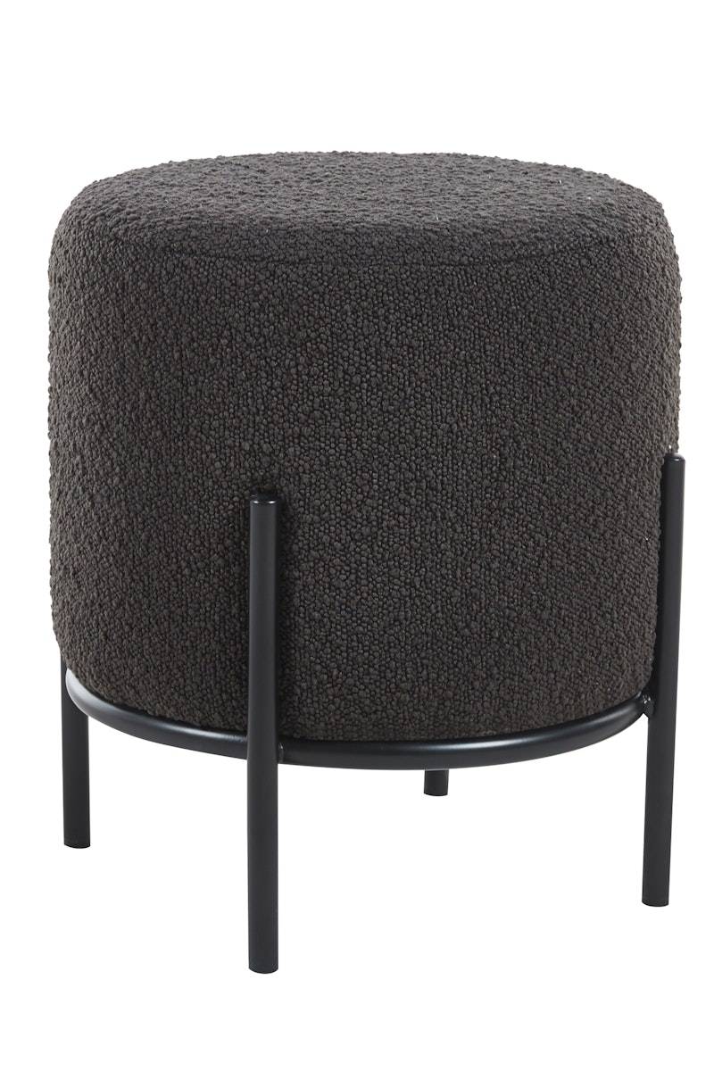 Salesfever Polsterhocker Ø35 cm Bouclé Stoff Anthrazit Cosy Sonderangebot der Fabrik