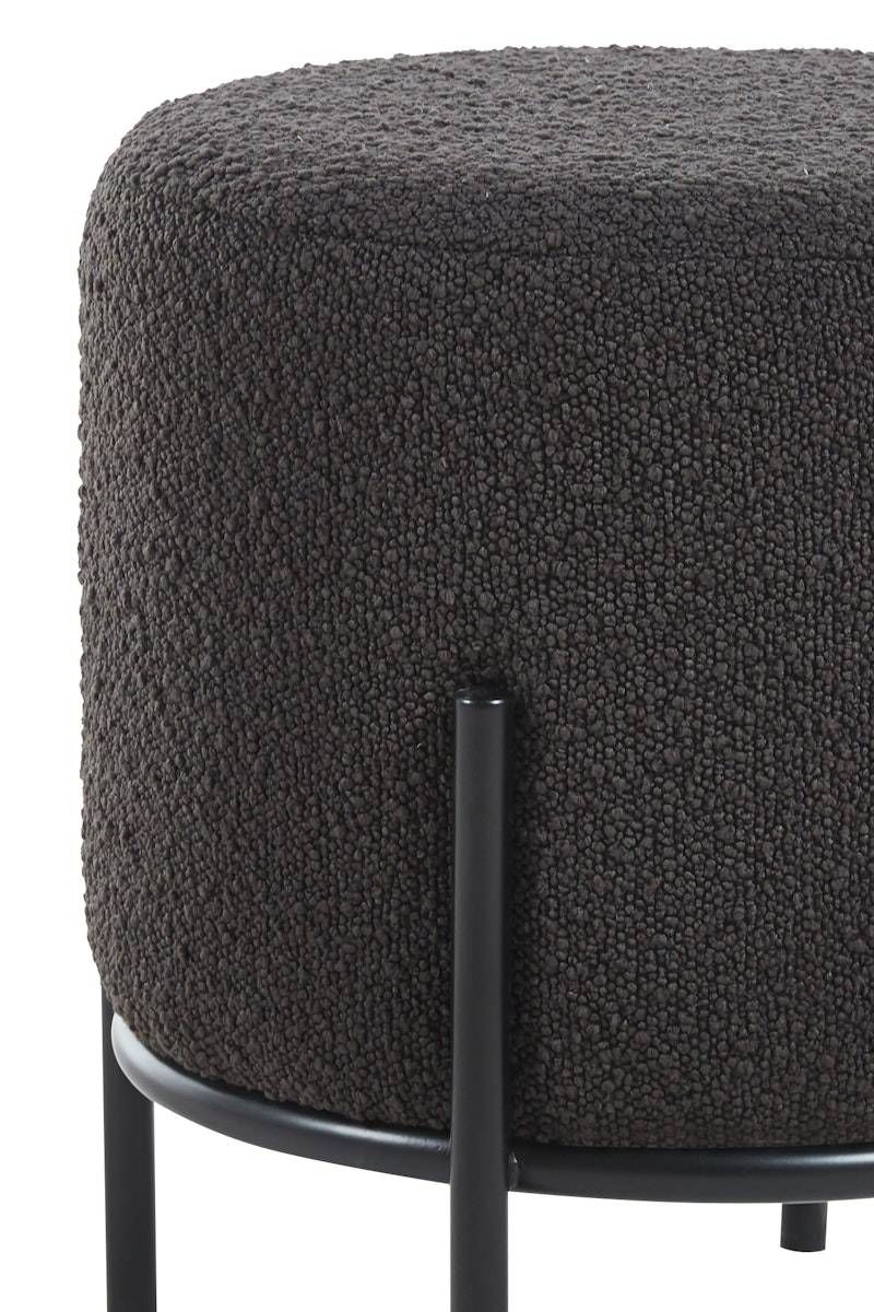 Salesfever Polsterhocker Ø35 cm Bouclé Stoff Anthrazit Cosy Sonderangebot der Fabrik