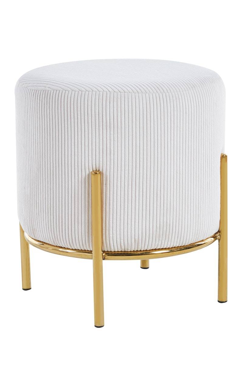 Salesfever Polsterhocker Ø35 cm Cord Optik Beige Cosy Vierteljährliche Förderung