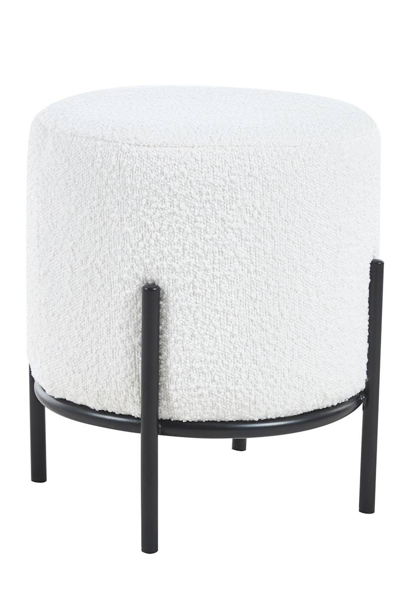 Salesfever Polsterhocker Ø35 cm Bouclé Stoff Weiß Cosy Nur noch ein Tag übrig