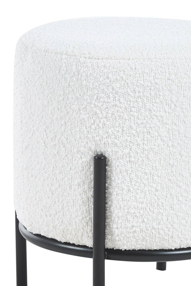 Salesfever Polsterhocker Ø35 cm Bouclé Stoff Weiß Cosy Nur noch ein Tag übrig