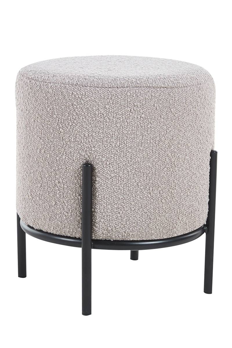 Salesfever Polsterhocker Ø35 cm Bouclé Stoff Taupe Cosy Super Rabatt