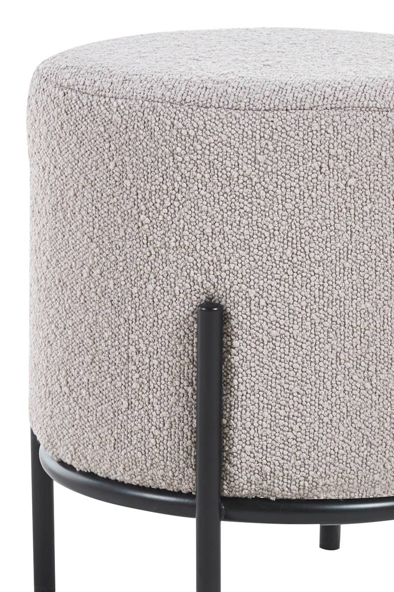 Salesfever Polsterhocker Ø35 cm Bouclé Stoff Taupe Cosy Super Rabatt