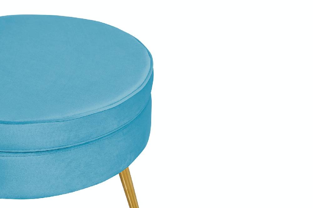 Salesfever Sitzpouf Blau rund aus Samt Arielle 50% Rabatt mit kostenlosem Versand