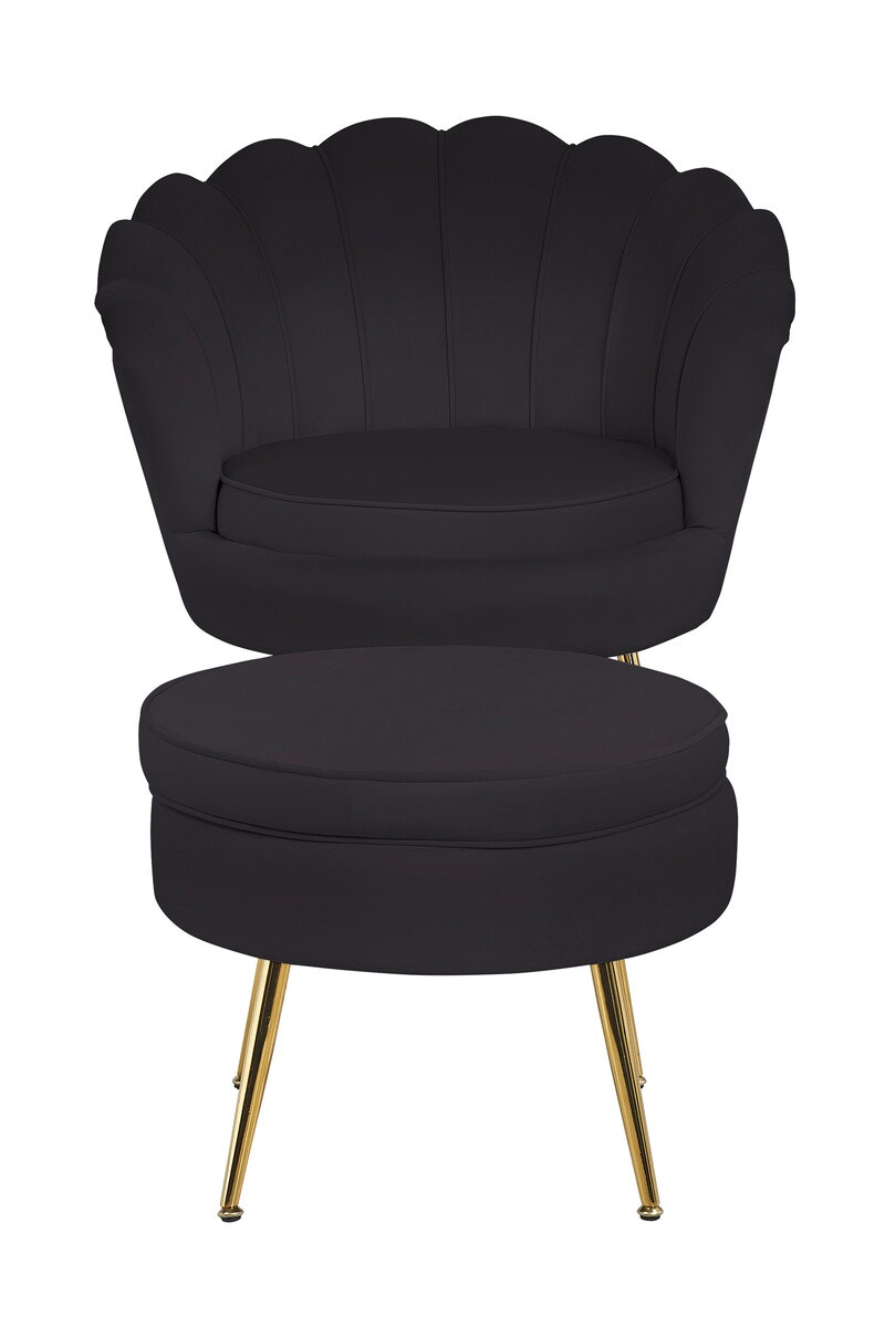 Salesfever Sitzpouf Schwarz rund aus Samt Arielle Clearance-Verkauf