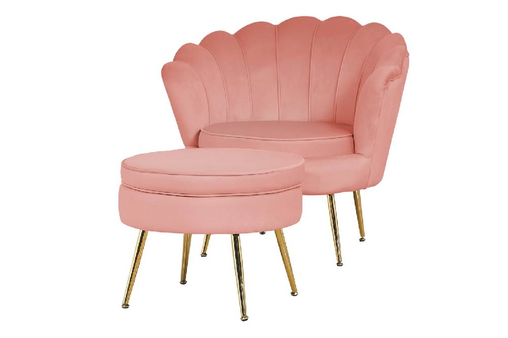 Salesfever Sitzpouf Rose rund aus Samt Arielle Kostenloser Versand international