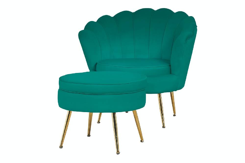 Salesfever Sitzpouf Grün rund aus Samt Arielle Fabrikladen