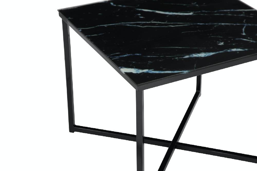 Salesfever Beistelltisch Schwarz 50x50x42 cm Marmoroptik Dalia Begrenzt auf 3 Tage