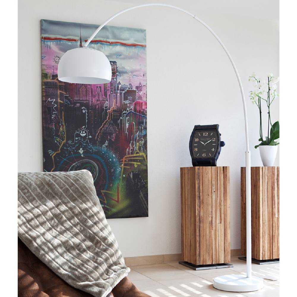 Salesfever Bogenlampe weiß lackiert Big Deal mit Marmorfuß Speichern exportieren