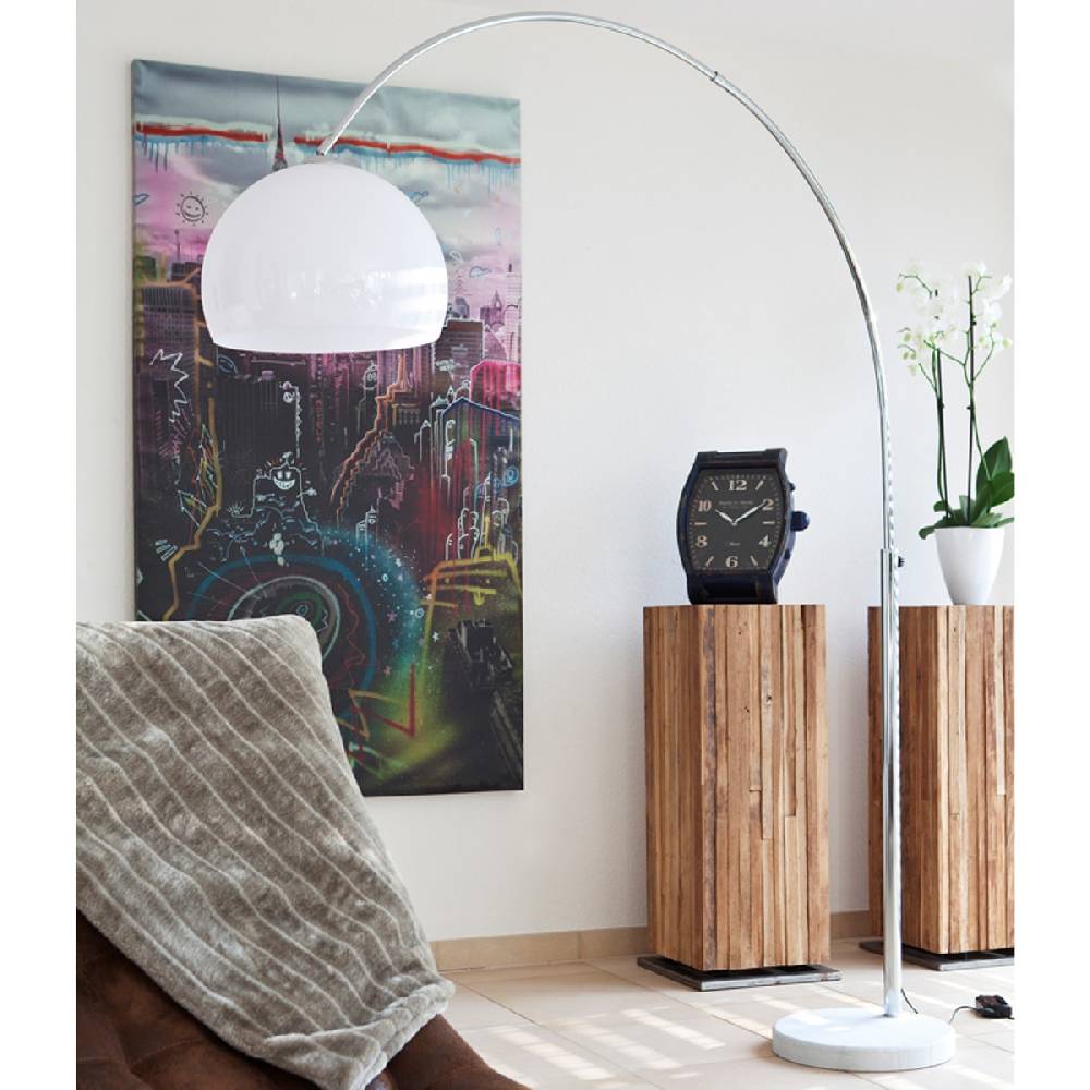 Salesfever Bogenlampe weiß Big Deal mit Marmorfuß Black Friday Preise