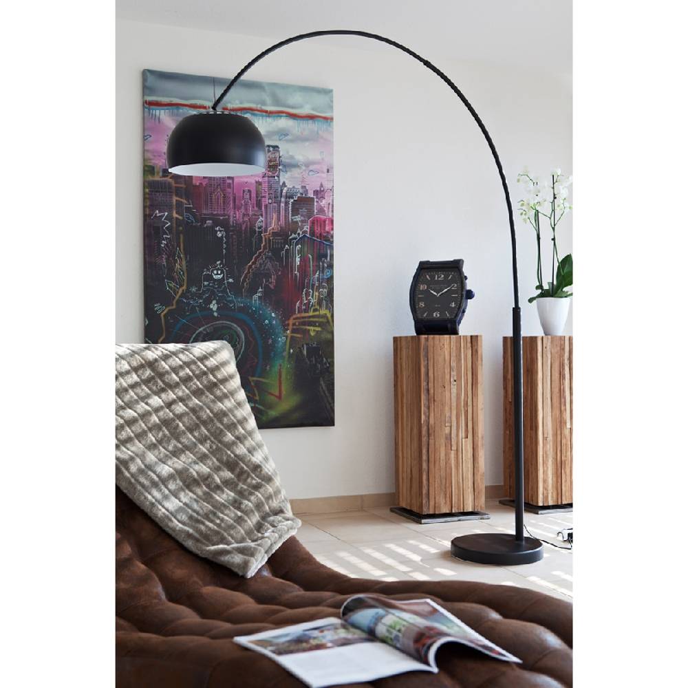 Salesfever Bogenlampe schwarz lackiert Big Deal mit Marmorfuß Im Verkauf