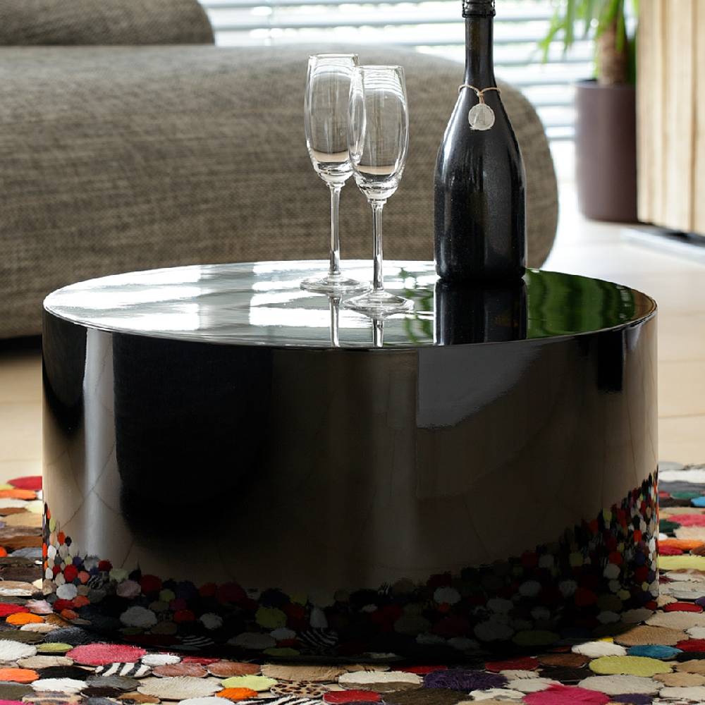 Salesfever Couchtisch schwarz 60 cm rund Kubus Hochglanz Rabatte dieses Monats