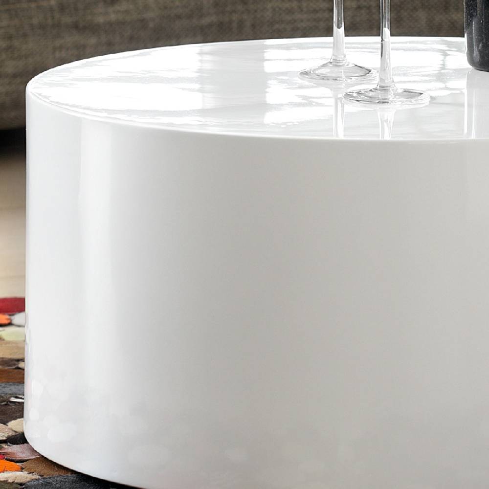 Salesfever Couchtisch weiß 60 cm rund Kubus Hochglanz 2025