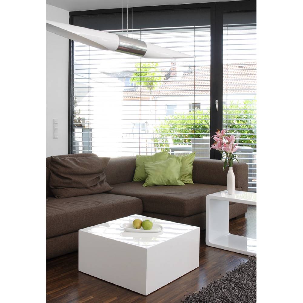 Salesfever Couchtisch weiß 60 cm quadratisch Kubus Hochglanz Outlet
