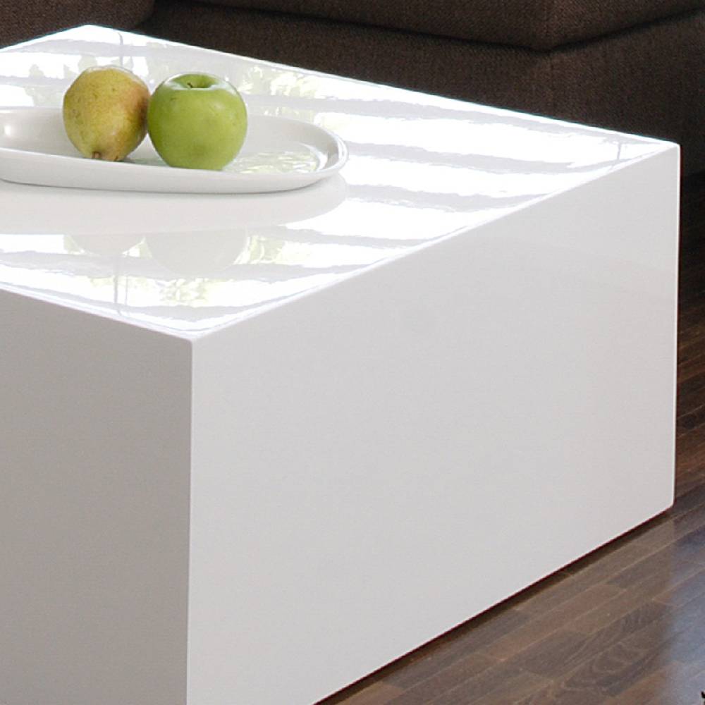 Salesfever Couchtisch weiß 60 cm quadratisch Kubus Hochglanz Outlet