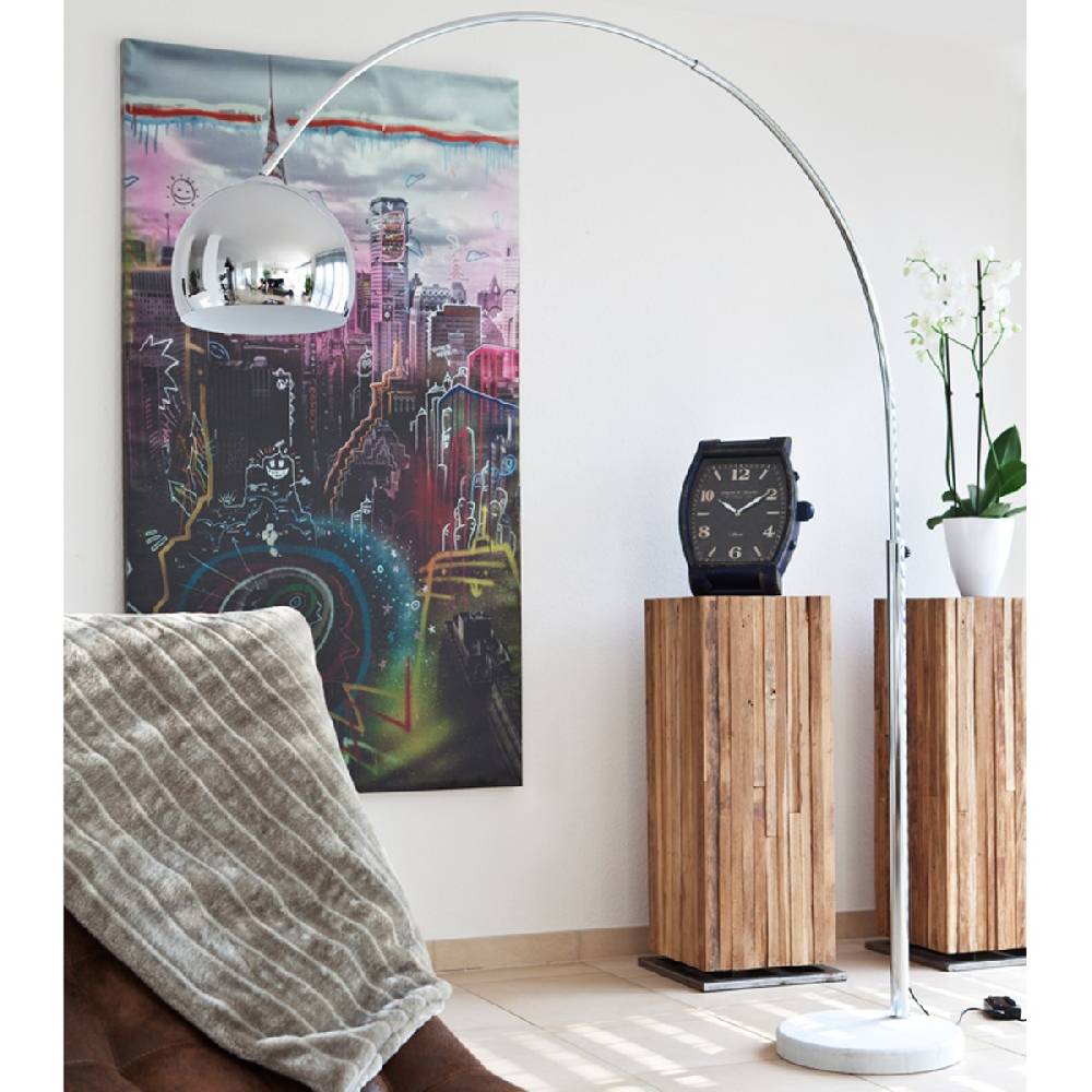 Salesfever Bogenlampe chrom Big Deal mit Marmorfuß Sonderangebot