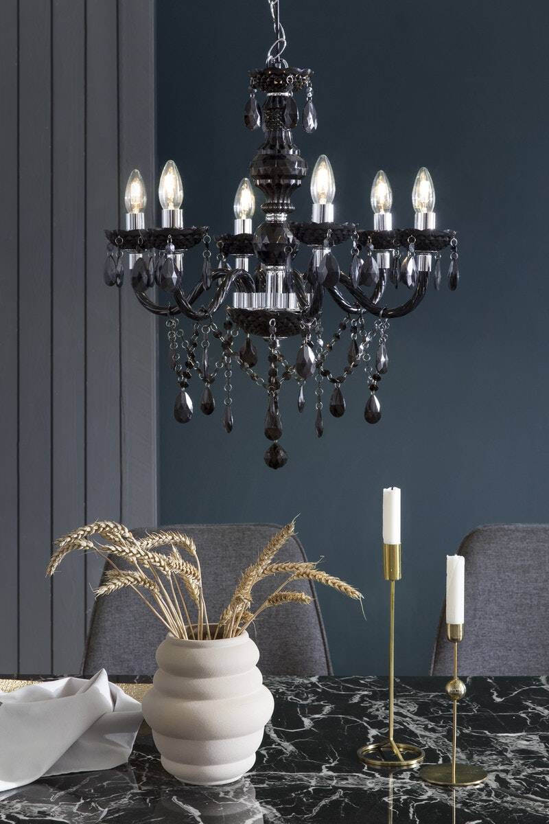 Salesfever Kronleuchter schwarz 6-flammig aus Acryl-Glas Luxe Flash Sale