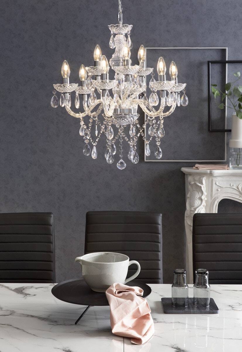 Salesfever Kronleuchter transparent 9-flammig aus Acryl-Glas Luxe Exklusivangebot